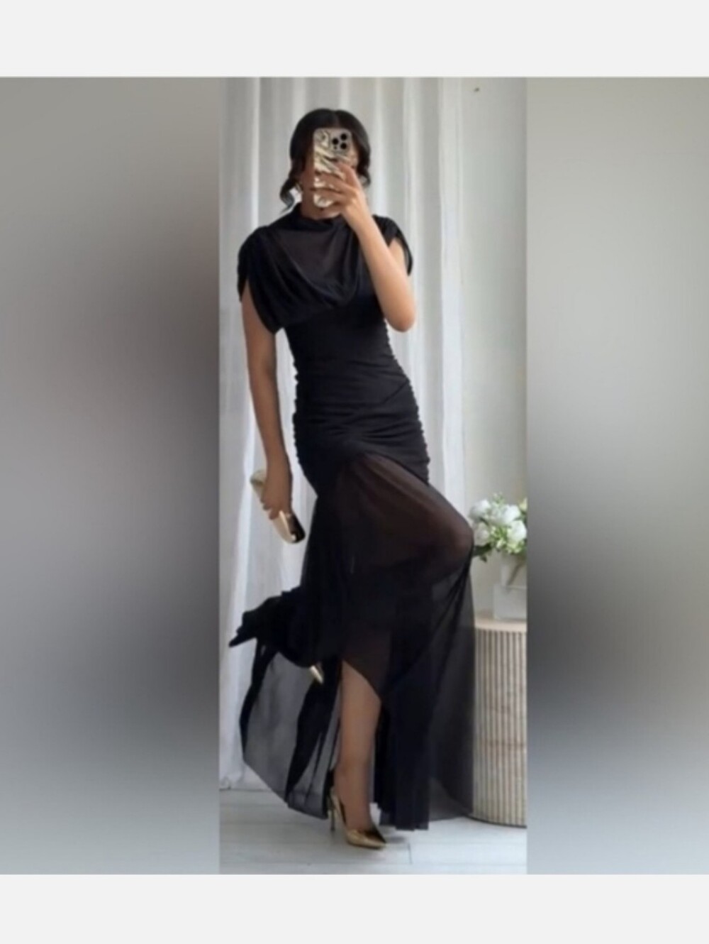 Zara Draped Midi Dress Black - Picture 13 of 16